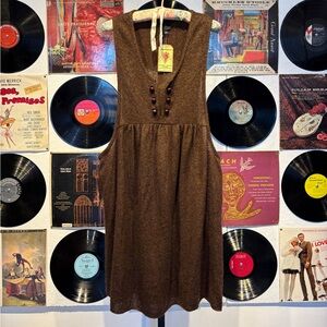 RARE Y2K Vintage Anna Sui Brown Lurex Knit Dress Size L
